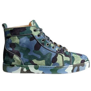 Christian Louboutin Louis Orlato Camouflage Suede Sneaker Blue Green 42